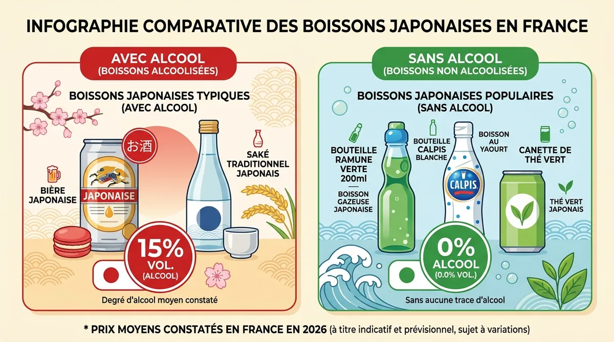 Comparatif emballages boissons japonaises alcoolisées et sans alcool