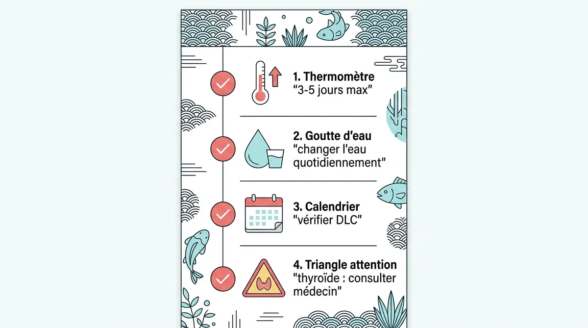 Infographie règles conservation tofu danger 3 à 5 jours eau changée