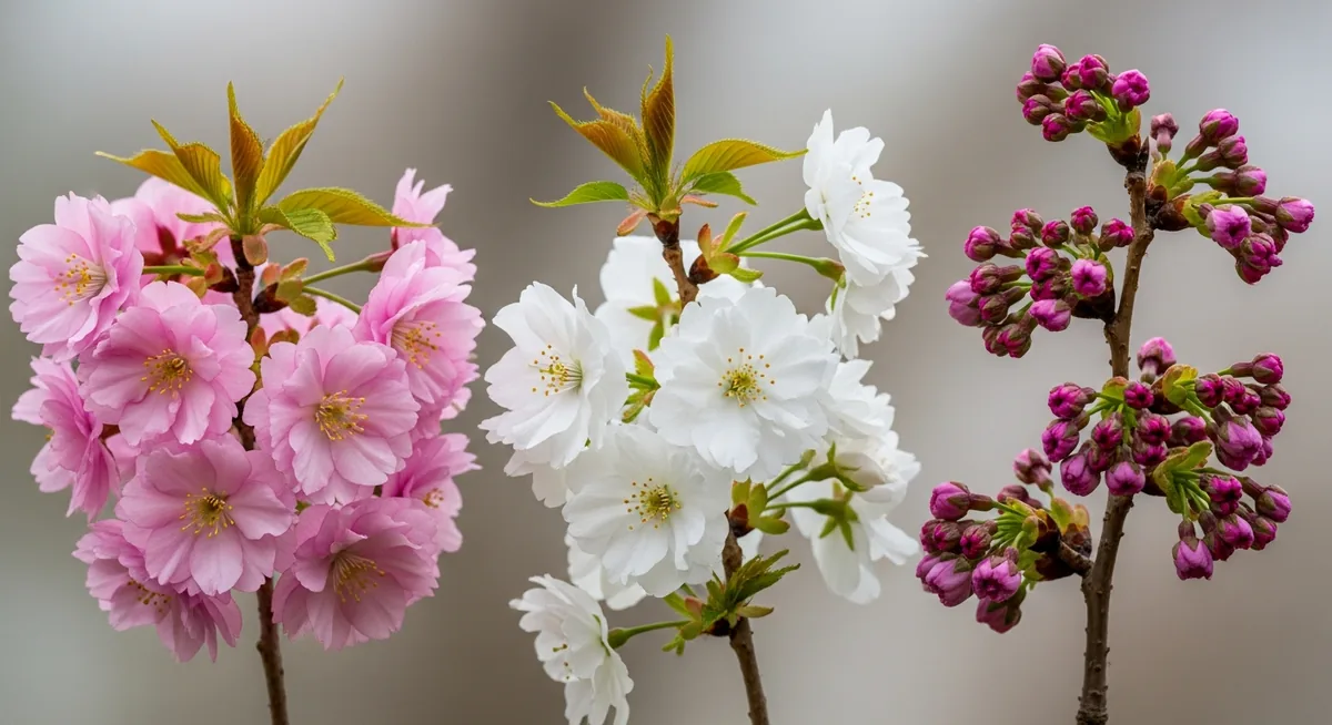 Comparaison fleurs cerisier rose blanc violet Yaezakura Somei Yoshino