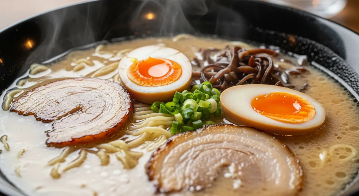 Tableau comparatif visuel des 4 types de ramen japonais : shoyu miso tonkotsu shio