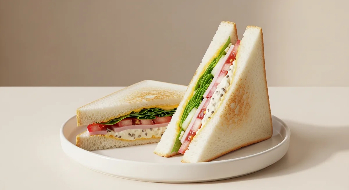 Tamago sando coupé en triangle texture crémeuse finale
