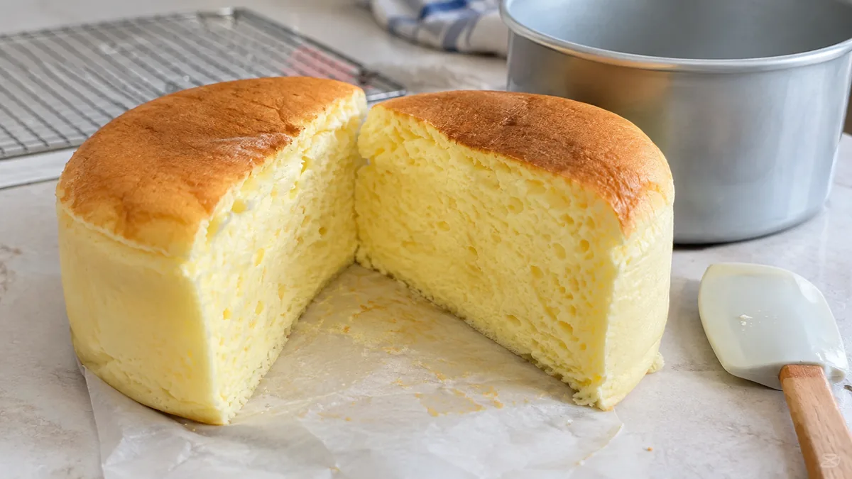 Cheesecake japonais coton découpé à la mie aérienne