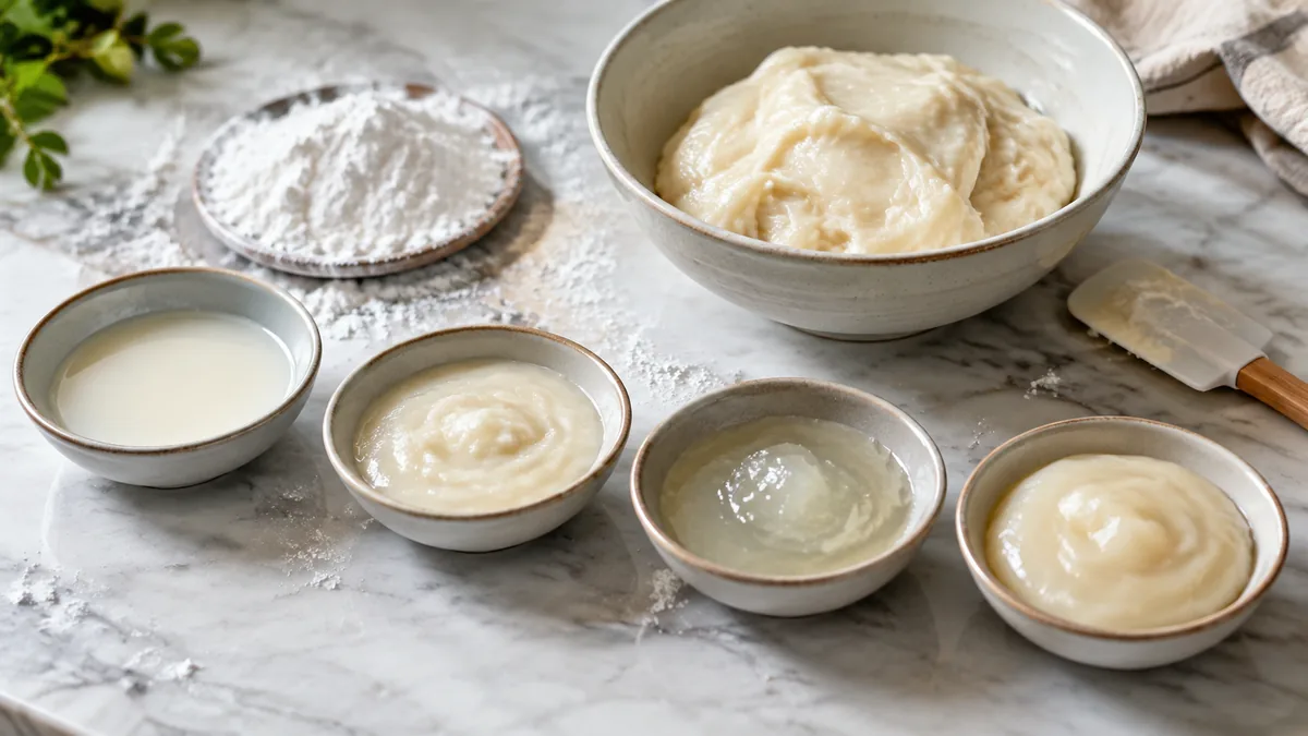 Étapes visuelles de cuisson d'une pâte à mochi maison
