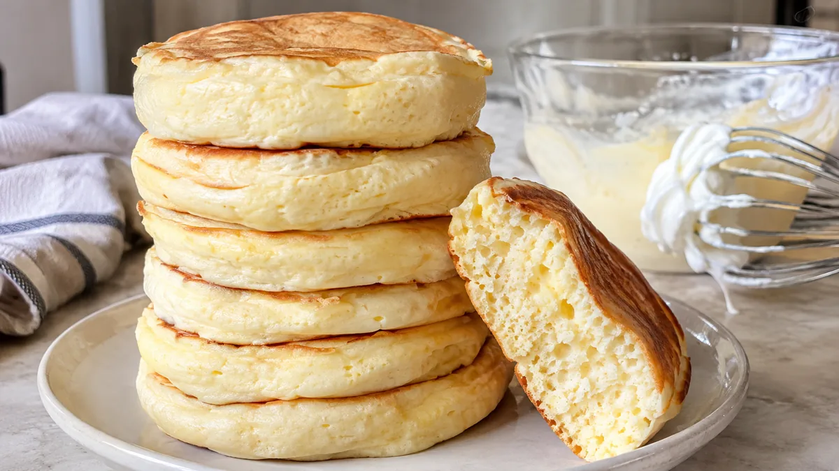 Pancakes japonais fluffy épais à mie aérienne