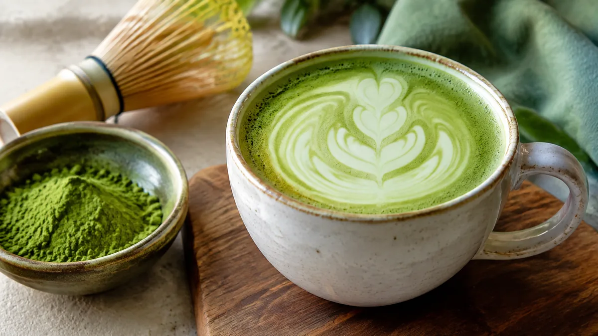 Schéma du geste de fouettage en M pour préparer un matcha latte sans grumeaux